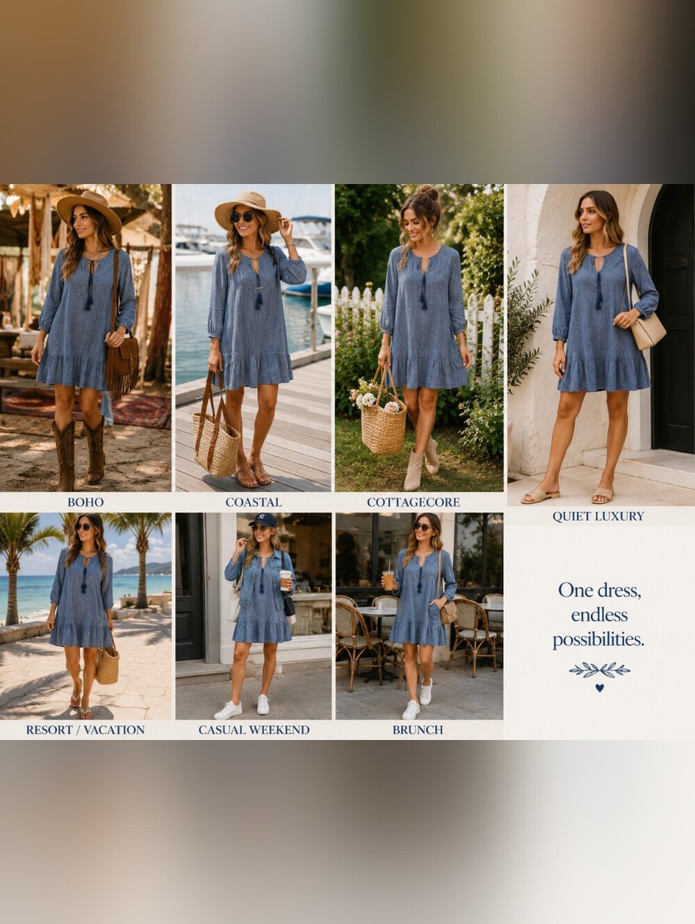 Rails Lydia Linen Blend Tassel Tunic Dress Small Blue Boho Coastal Quiet Luxury